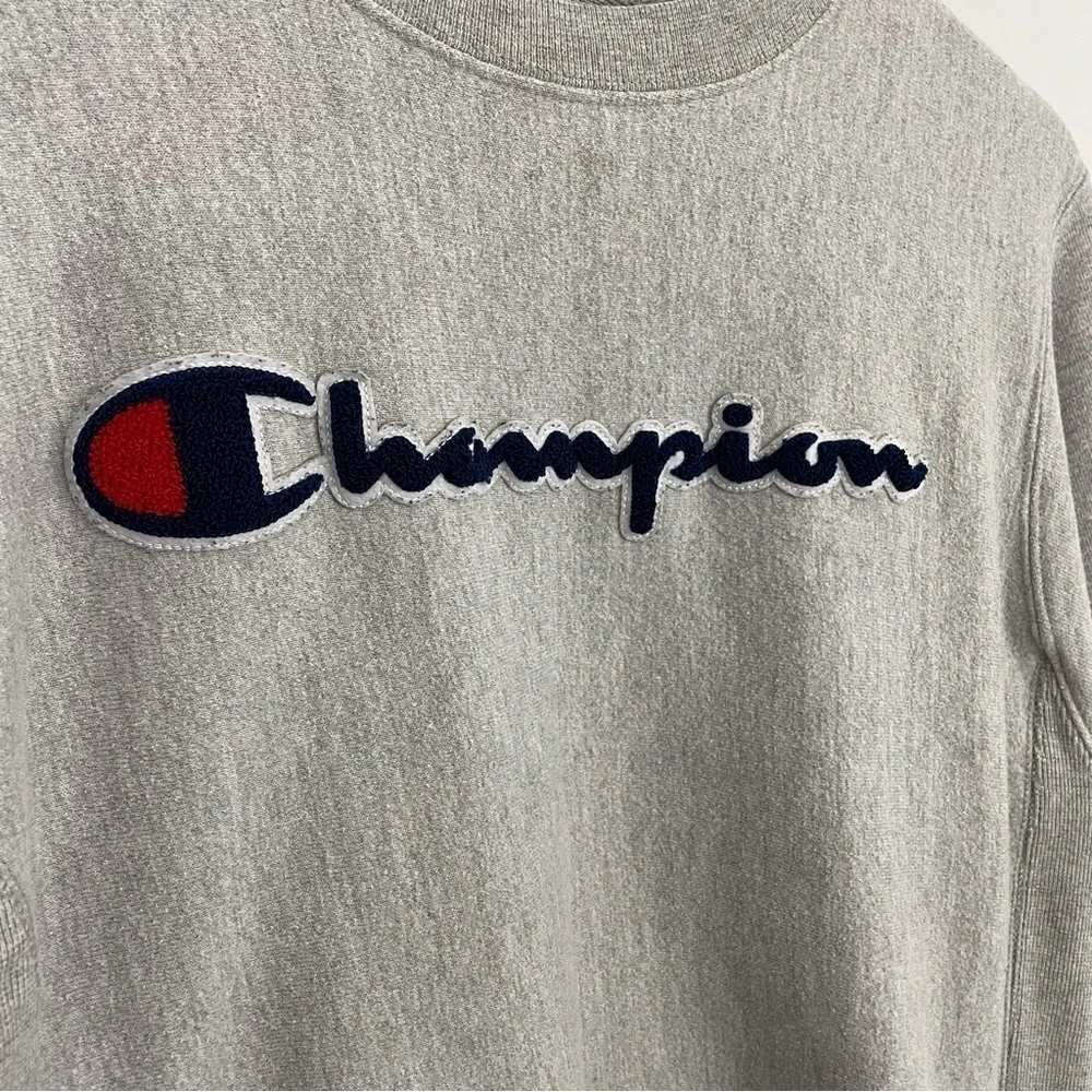 Vtg Champion Reverse Weave Sweatshirt Unisex Small Grey Textured Spell-Out Logo - Picture 3 of 11